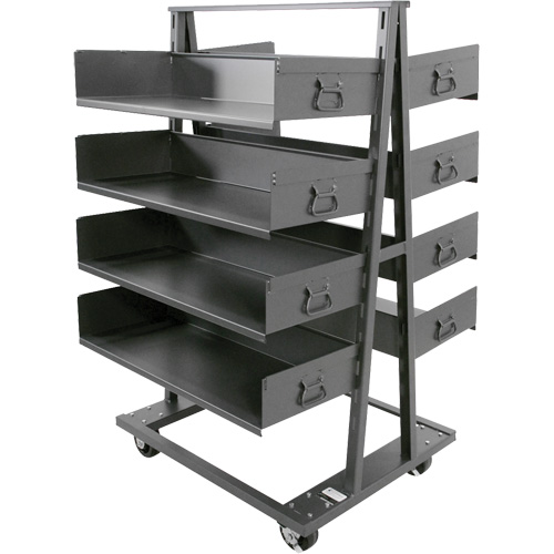 Double-Sided Heavy Duty A-Frame Cart with 8 Large Trays, 38" x 30" x 63", 2500 lbs. Capacity Waymarc Industries Inc