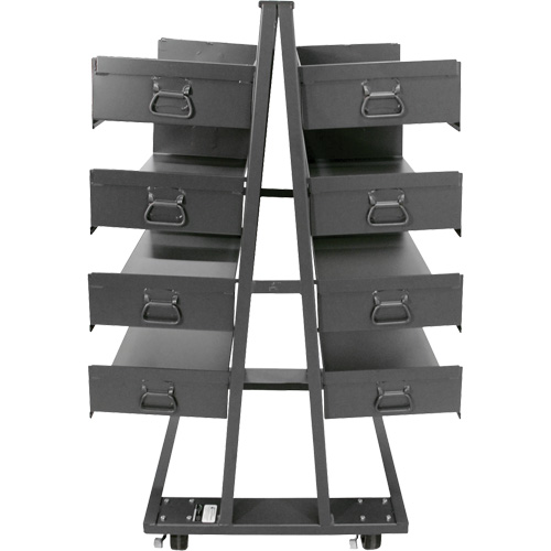 Double-Sided Heavy Duty A-Frame Cart with 8 Large Trays, 38" x 30" x 63", 2500 lbs. Capacity Waymarc Industries Inc