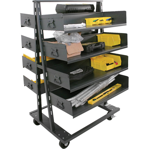 Double-Sided Heavy Duty A-Frame Cart with 8 Large Trays, 38" x 30" x 63", 2500 lbs. Capacity Waymarc Industries Inc