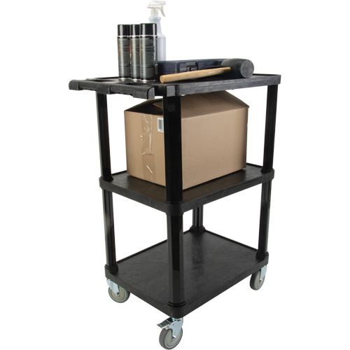 Utility Cart with Flat Shelf, 3 Tiers, 18-1/8" x 37-3/8" x 27-3/4", 330 lbs. Capacity Waymarc Industries Inc