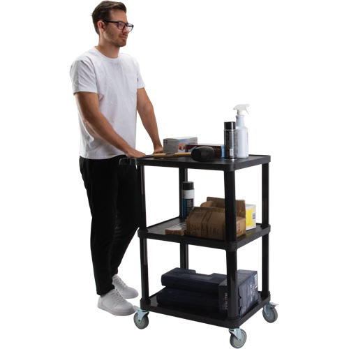 Utility Cart with Flat Shelf, 3 Tiers, 18-1/8" x 37-3/8" x 27-3/4", 330 lbs. Capacity Waymarc Industries Inc