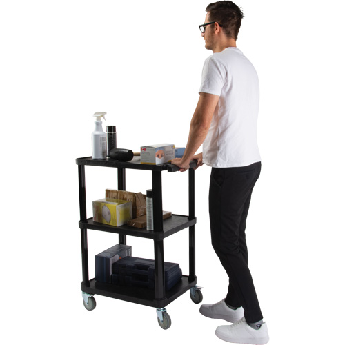 Utility Cart with Flat Shelf, 3 Tiers, 18-1/8" x 37-3/8" x 27-3/4", 330 lbs. Capacity Waymarc Industries Inc