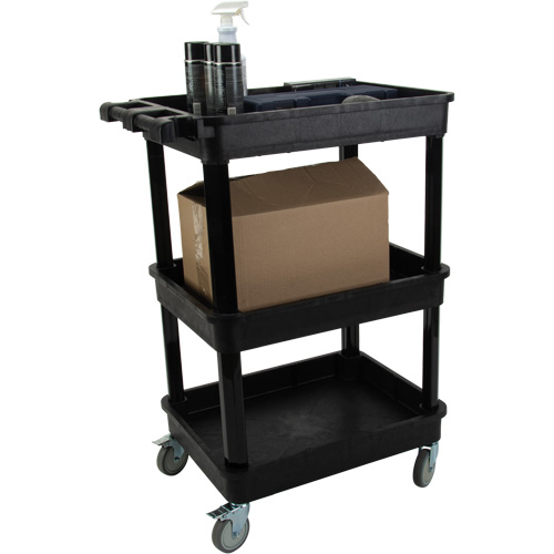 Utility Cart with Deep Lip Shelf, 3 Tiers, 19" x 39-1/2" x 28-1/4", 330 lbs. Capacity Waymarc Industries Inc