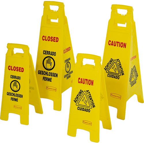 Wet Floor Safety Signs, Quadrilingual with Pictogram Waymarc Industries Inc