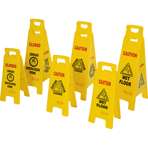 Wet Floor Safety Signs, Quadrilingual with Pictogram Waymarc Industries Inc