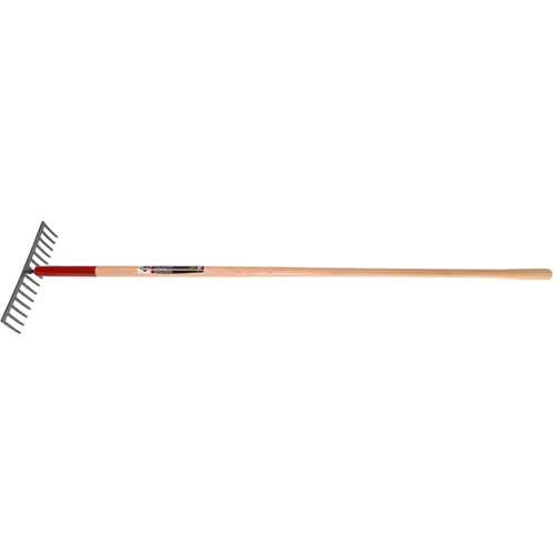Level Rake, Wood Handle, 14-3/4" W, Tempered Steel Blade, 16 Tines Waymarc Industries Inc