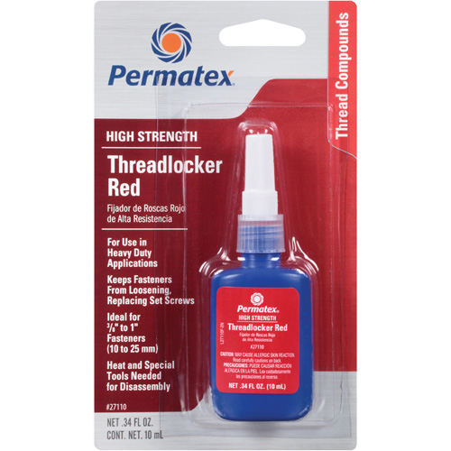 Low Viscosity Threadlocker, Red, High, 10 ml, Bottle Waymarc Industries Inc