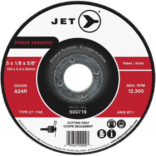 Meule &agrave; tronçonner Power Abrasive, 4-1/2" x 1/8", Arbre de 7/8", Type 27, 13 300 Tr/min Waymarc Industries Inc