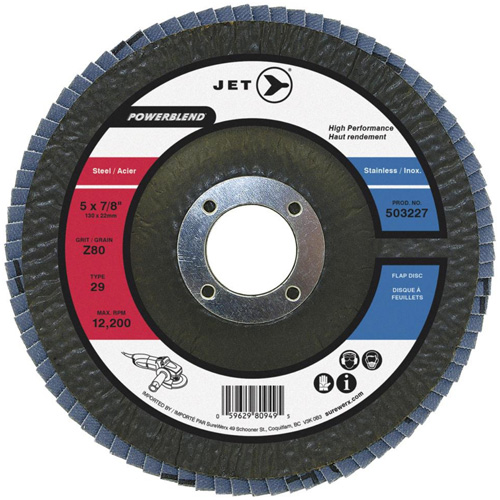 Disque &agrave; lamelles POWERBLEND, 5" x 7/8", Type 29, Grain Z60, Alumine de zirconium Waymarc Industries Inc