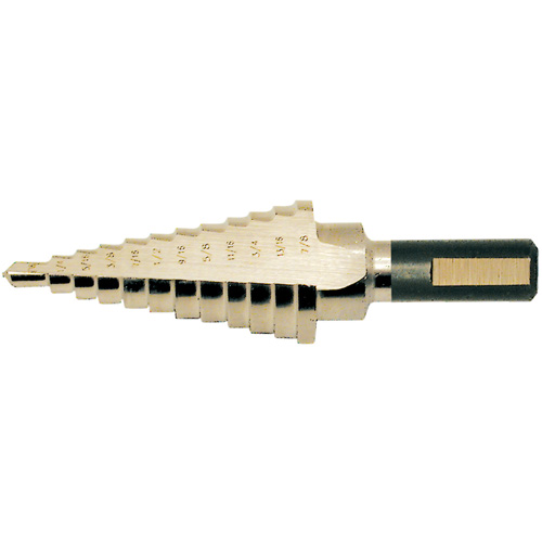 Super Premium Step Drill, 1/8" - 1/2" , 1/32" Increments, High Speed Steel Waymarc Industries Inc