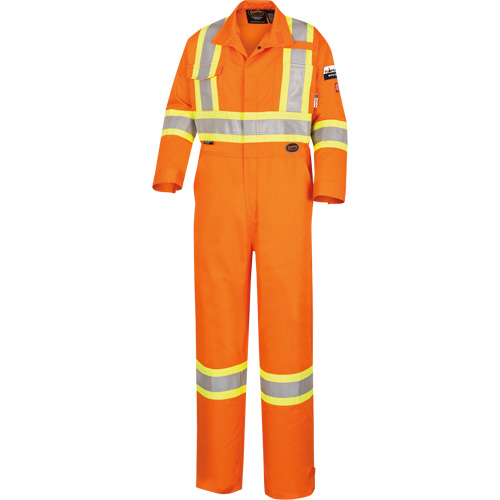 5555 Combinaison de s&eacute;curit&eacute; &agrave; haute visibilit&eacute; ignifuge et anti-arcs &eacute;lectriques, Taille 36, Orange haute visibilit&eacute;, 11 cal/cm² Waymarc Industries Inc