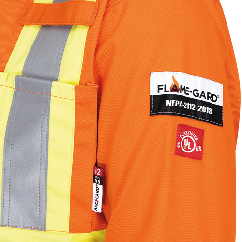 5555 Combinaison de s&eacute;curit&eacute; &agrave; haute visibilit&eacute; ignifuge et anti-arcs &eacute;lectriques, Taille 36, Orange haute visibilit&eacute;, 11 cal/cm² Waymarc Industries Inc