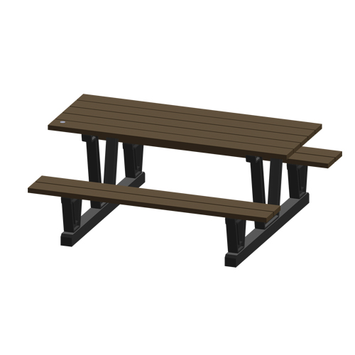 Recycled Plastic Outdoor Picnic Tables, 72" L x 60-5/16" W, Walnut Waymarc Industries Inc