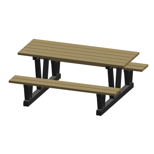 Recycled Plastic Outdoor Picnic Tables, 72" L x 60-5/16" W, Sand Waymarc Industries Inc