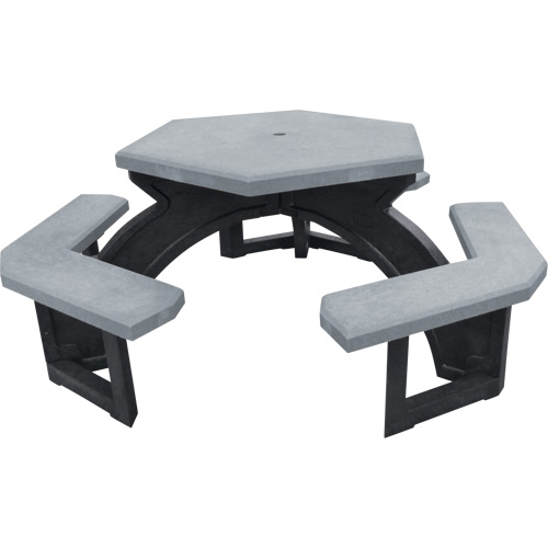 Recycled Plastic Hexagon Picnic Tables, 78" L x 78" W, Grey Waymarc Industries Inc