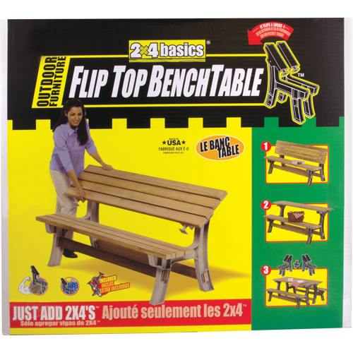 Banc/table de parc &agrave; dessus convertible Basics, Plastique, 96" lo x 26" la x 34" h, Sable Waymarc Industries Inc