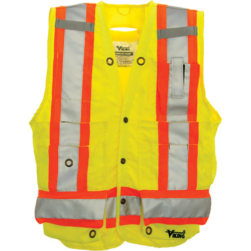Surveyor Safety Vest, High Visibility Lime-Yellow, Large, Polyester Waymarc Industries Inc
