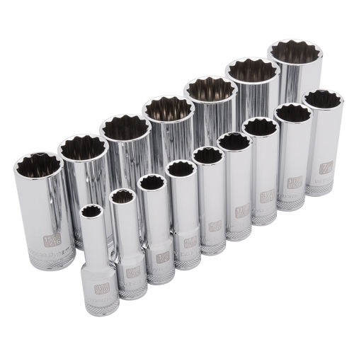 Jeu de douilles SAE, 16 Mcx, Prise de 1/2", Profond Waymarc Industries Inc