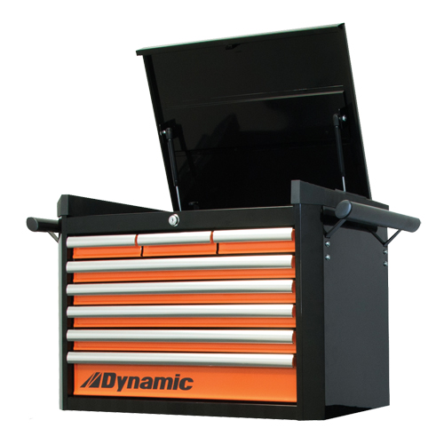 Top Tool Chest, 28" W, 8 Drawers, Black/Orange Waymarc Industries Inc