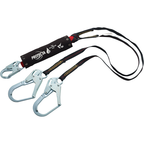 PRO Shock-Absorbing Lanyard, 6', Rebar Hook Center, Snap Hook Leg Ends, Kevlar&reg; Waymarc Industries Inc