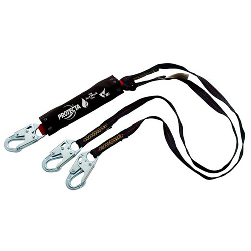 PRO Shock-Absorbing Lanyard, 6', Snap Hook Center, Snap Hook Leg Ends, Kevlar&reg; Waymarc Industries Inc