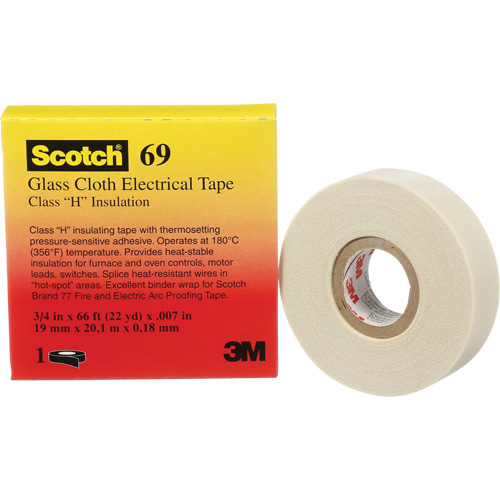 Scotch&reg; Glass Cloth Tape, 19 mm (3/4") W x 20 m (66') L, 7 mils, White Waymarc Industries Inc