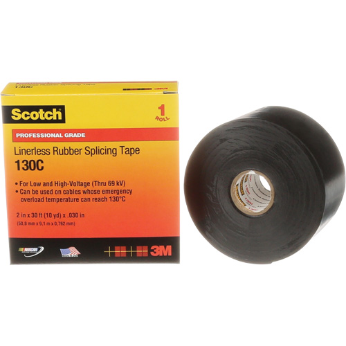 Scotch&reg; Professional Grade Linerless Rubber Splicing Tape, 50.8 mm (2") W x 9 m (30') L, 30 mils, Black Waymarc Industries Inc