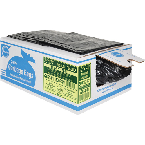 2600 Series Industrial Garbage Bags, Regular, 24" W x 22" L, Black Waymarc Industries Inc