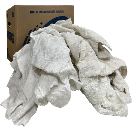 Wiper Rags Box, Terrycloth, White, 10 lbs. Waymarc Industries Inc