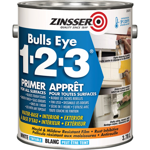 Appr&ecirc;t &agrave; base deau Bulls Eye 1-2-3, 3,78 L, Gallon, Blanc Waymarc Industries Inc