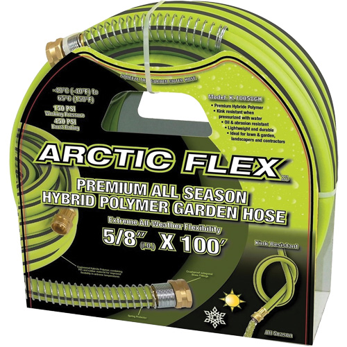 Premium Hybrid Polymer Garden Hose, PVC/Rubber, 5/8" dia. x 100' Waymarc Industries Inc