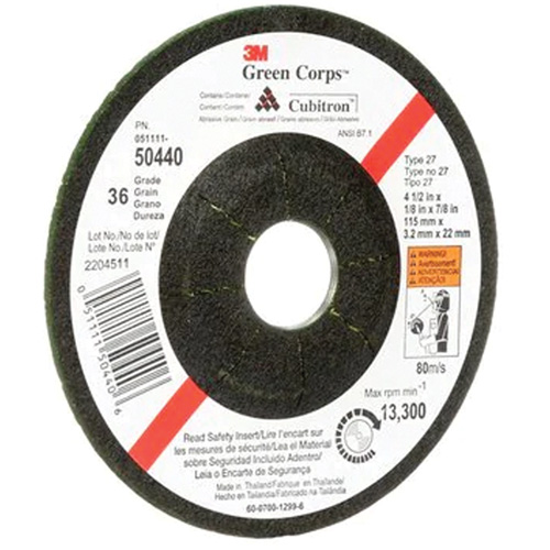 Green Corps Flexible Grinding Wheel, 4-1/2" x 1/8", 7/8" Arbor, Ceramic, Type 27 Waymarc Industries Inc