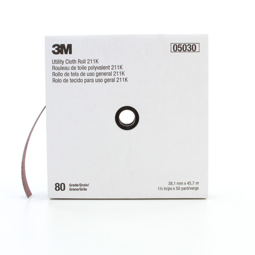 Rouleau de toile abrasive utilitaire 211K, Oxyde d'aluminium, 1-1/2" la x 150' lo, Grain 80 Waymarc Industries Inc