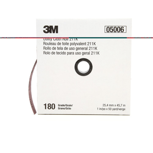 Utility Roll 211K, Aluminum Oxide, 1" W x 150' L, 180 Grit Waymarc Industries Inc
