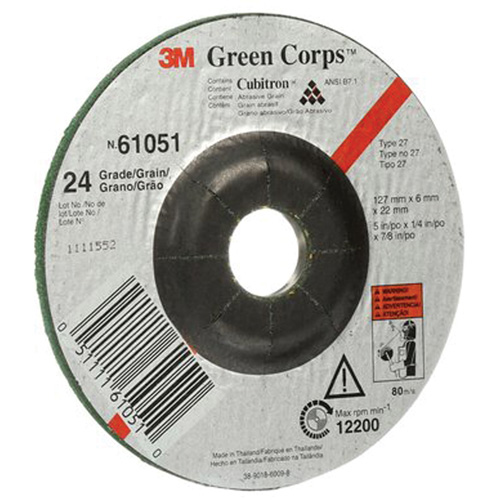 Green Corps Flexible Grinding Wheel, 5" x 1/4", 7/8" Arbor, Ceramic, Type 1 Waymarc Industries Inc