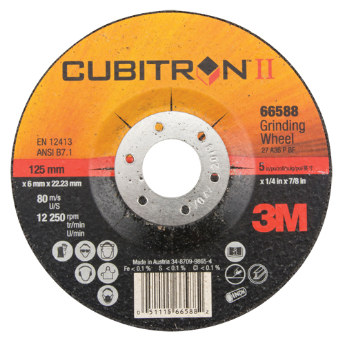 Cubitron II Depressed Centre Grinding Wheels, 5" x 1/4", 7/8" Arbor, Type 27 Waymarc Industries Inc