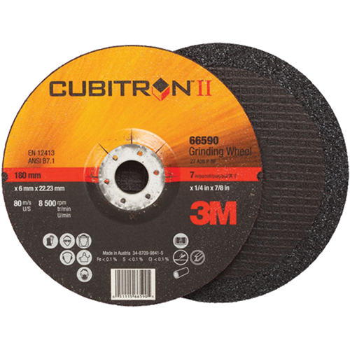 Cubitron II Depressed Centre Grinding Wheels, 7" x 1/4", 7/8" Arbor, Ceramic Waymarc Industries Inc