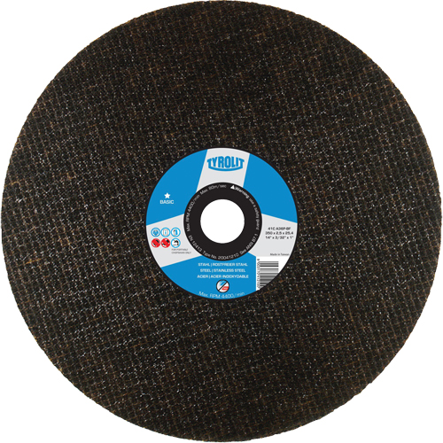 Chop Saw Wheel, 14" x 3/32", 1" Arbor, Type 1, Aluminum Oxide, 4400 RPM Waymarc Industries Inc