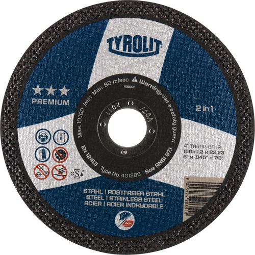 Premium 2 In 1 Thincut Cut-Off Wheel, 7" x 1/16", 7/8" Arbor, Type 1, Aluminum Oxide, 8600 RPM Waymarc Industries Inc