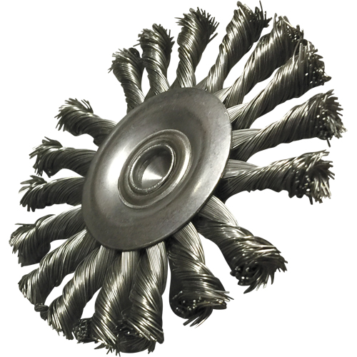 Circular Knotted Wire End Brushes, 3-1/2" Dia., 0.014" Wire Dia., 1/4" Shank Waymarc Industries Inc