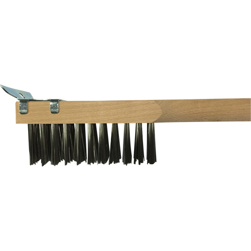 Scratch Brush With Scraper, Stainless Steel, 3 x 10 Wire Rows, 20" Long Waymarc Industries Inc