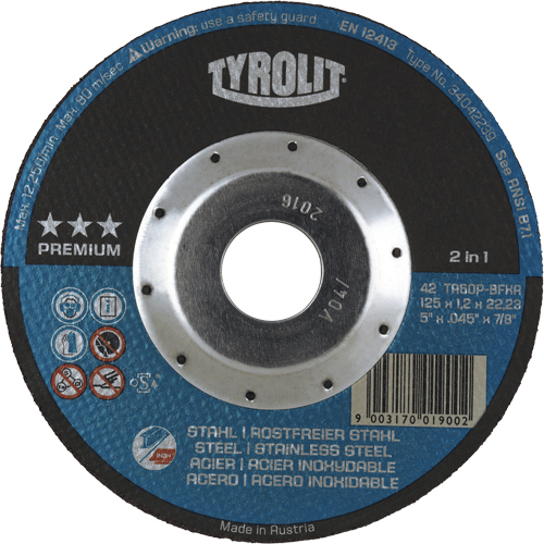 Premium 2 in 1 Thincut Cut-Off Wheel, 5" x 0.045", 7/8" Arbor, Type 27, Aluminum Oxide, 12250 RPM Waymarc Industries Inc
