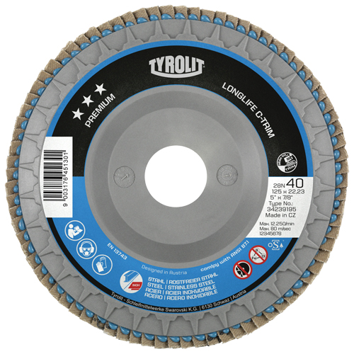 Heavy-Duty C-Trim Flap Disc, 6" x 7/8", Type 29, 40 Grit, Zirconium Waymarc Industries Inc