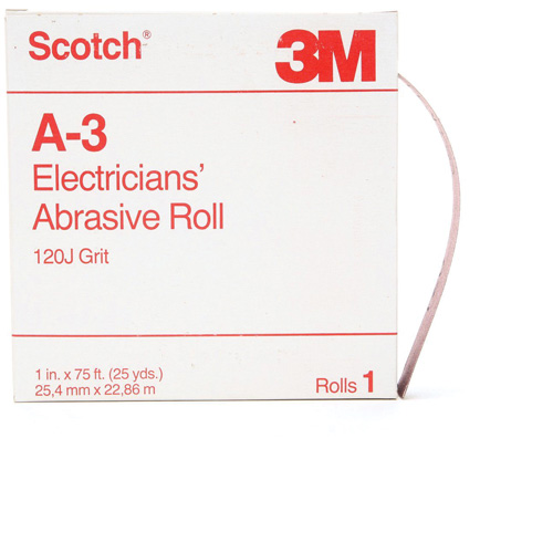 Scotch&reg; A-3 Electrician's Abrasive Roll, Aluminum Oxide, 1" W x 75' L, 120 Grit Waymarc Industries Inc