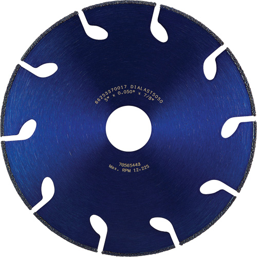 Meule &agrave; tronçonner Dialast RightCut, 5" x 0,05", Arbre de 7/8", Type 01/41, Losange, 12225 Tr/min Waymarc Industries Inc