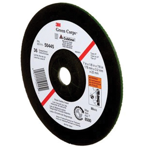 Green Corps Depressed Centre Wheel, 7" x 1/8", 7/8" Arbor, Ceramic, Type 27 Waymarc Industries Inc