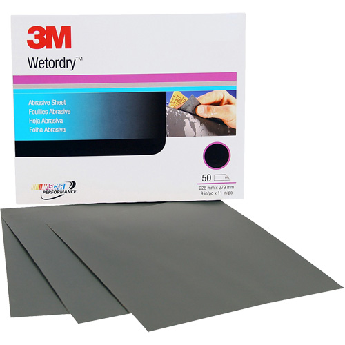 Feuille abrasive Wetordry, 9" x 11", Grain P500, Oxyde d'aluminium Waymarc Industries Inc