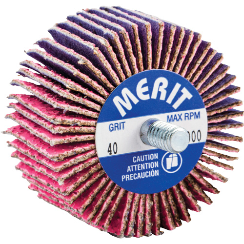 Threaded Mini Flap Wheel, Ceramic Alumina, 40 Grit, 2" x 1" x 1/4"-20 Waymarc Industries Inc