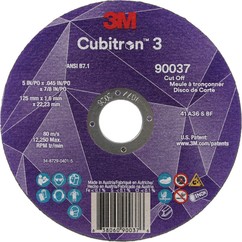 Meule &agrave; tronçonner Cubitron 3, 5" x 0,045", Arbre de 7/8", Type 1, C&eacute;ramique, 12250 Tr/min Waymarc Industries Inc
