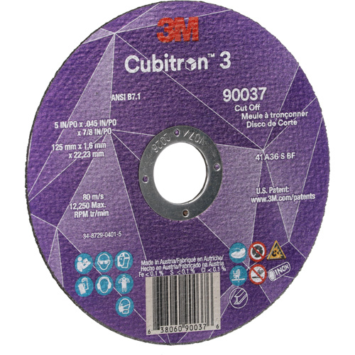 Meule &agrave; tronçonner Cubitron 3, 5" x 0,045", Arbre de 7/8", Type 1, C&eacute;ramique, 12250 Tr/min Waymarc Industries Inc